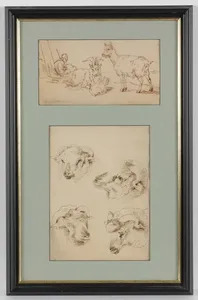 Two Animalist Drawings In One Frame By Eugene Verboeckhoven Buy Art Online Artprice