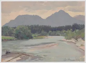 Near Freilassing Upper Austria Oil Painting 1951 By Josef