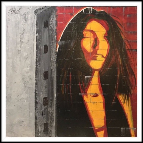 Red woman on a wall ; an Urban Landscape