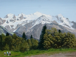 Le Massif du Mont-Blanc en été depuis Plaine Joux