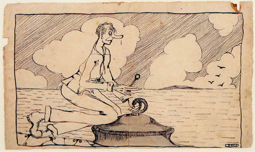 Salvador DALI - Drawing-Watercolor - Illustracion Para un Cuento 3, 1918