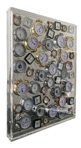Fernandez ARMAN - Sculpture-Volume - Composition of alarm clocks