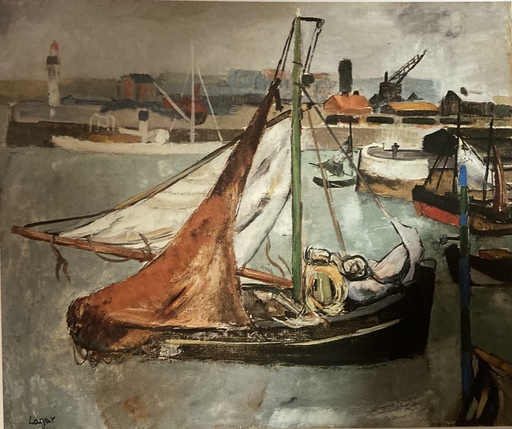 Celso LAGAR - 绘画 - “Barcos en el puerto de honfleur”