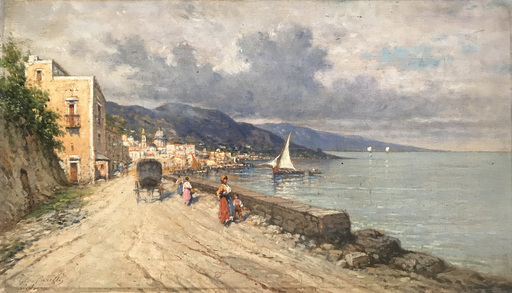 Giuseppe CARELLI - Painting - Salerno, la costiera