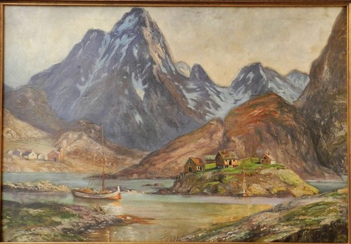 Alois LEBEDA - Pintura - Village under the mountains 