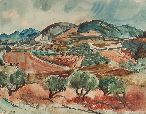 Willy EISENSCHITZ - Drawing-Watercolor - Spätsommer in der Provence