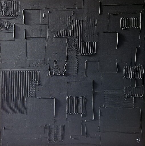 Sandrine HARTMANN - Painting - Monochrome noir 5C