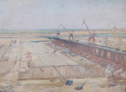 Iosif Michajlovic GURVIC - Gemälde - Le chantier naval