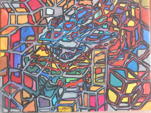 Walter SPRUYT - Disegno Acquarello - le siège cubiste 
