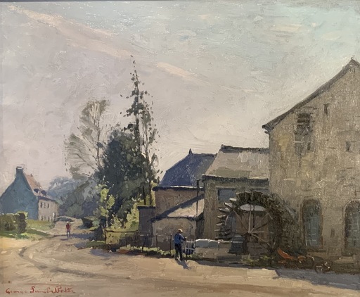 Georges LAMBILLOTTE - Painting - Le moulin à eau à Annevoie