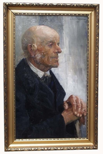 Wilhelm WODNANSKY - Painting - "Old Man", Oil on Canvas, 1902