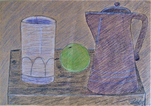 Francisco VIDAL - Drawing-Watercolor - Still life with Glass No1