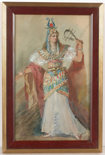 Heinrich LEFLER - Dibujo Acuarela - "Egyptian beauty / Stage design", watercolor, 1880/90s