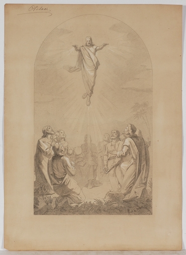 Carl VON BLAAS - Drawing-Watercolor - "Resurrection", Nazarene Drawing by Carl von Blaas, ca 1860