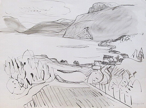 Erich HARTMANN - Drawing-Watercolor - #19778: Norwegen - Fjordlandschaft.