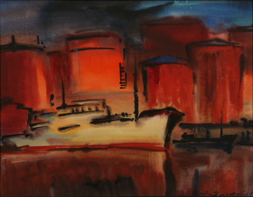 Aleksandrs ZVIEDRIS - Painting - In the cargo port