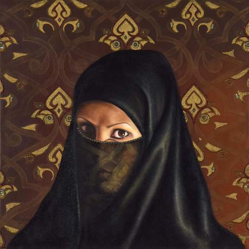 Fatima ABU RUMI - 绘画 - Self-Portrait under a Veil