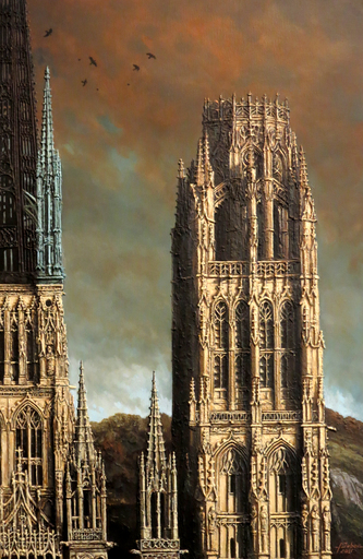 François DUBOC - Painting - Cathédrale de Rouen-Tour de beurre