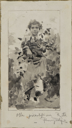 Arnaldo FERRAGUTI - Drawing-Watercolor - Portrait of a girl