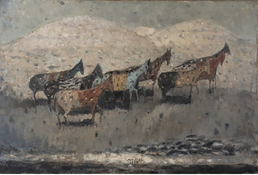 Zoran Antonio MUSIC - Painting - Cavalli che passano