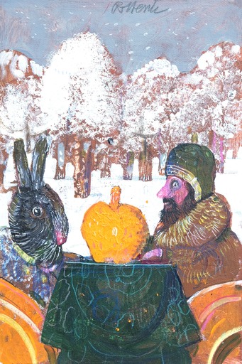 Antonio POSSENTI - Peinture - D'inverno col coniglio