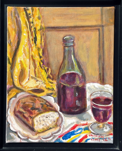 Jean-Pierre CHEVASSUS-AGNES - Peinture - le pain et le vin 