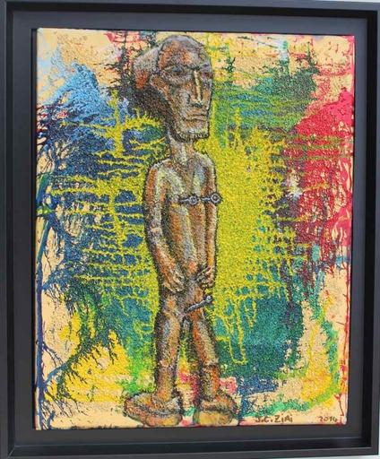 Jean Charles ZIAI - 绘画 - Statuette Africaine au clou