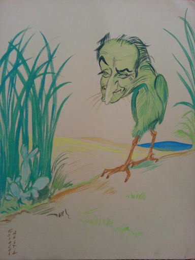 Georges BASTIA - Zeichnung Aquarell - Louis de FUNES