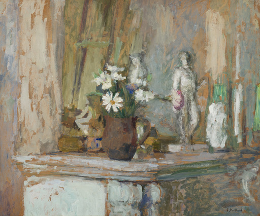 Jean Édouard VUILLARD - Painting - Marguerites et statuettes sur la cheminée