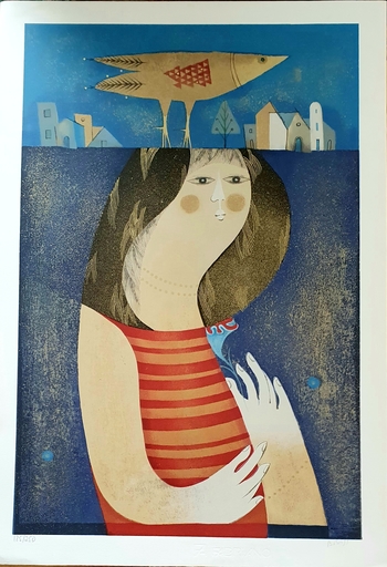 Sami BRISS - Print-Multiple - Fish, Girl and Flower