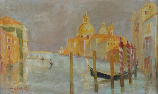 Janick LEDERLE - Painting - Vue du canal de Venise