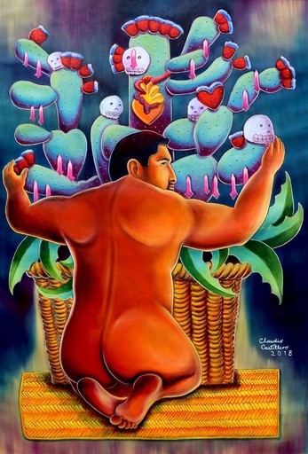 Claudio CASTILLERO MORTERA - Painting - Cactus de la vida