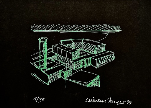 Wilhelm JAEGER - Druckgrafik-Multiple - Konstruktive Elemente grün