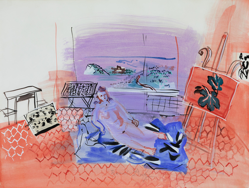Raoul DUFY - Zeichnung Aquarell - L'Atelier à Vence