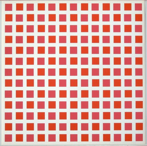 François MORELLET - Estampe-Multiple - 1 carré rouge 1 carré orange
