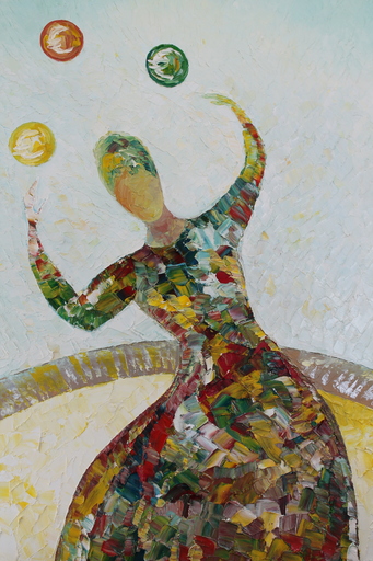 Françoise PELLETER-SIMON - Peinture - La jongleuse d’euros