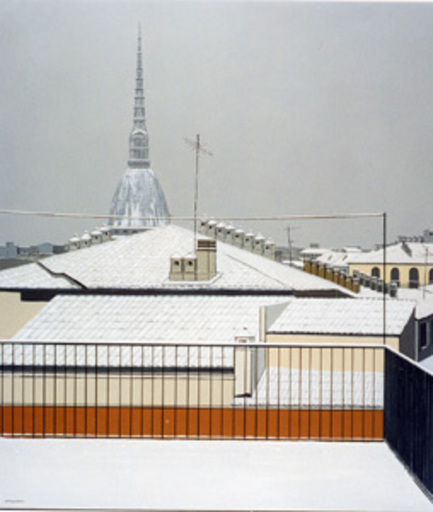 Guglielmo MARCHISIO - Pintura - Terrazzino con neve