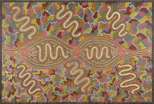 Sandra NAMPITJINPA - Peinture - Worm Dreaming at Mt. Wedge Aboriginal Papunya Female Artist