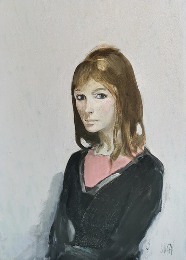 Alberto SUGHI - Painting - Donna con abito rosa e nero