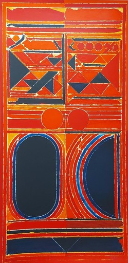 赛意德‧海德尔‧拉扎 - 版画 - Composition rouge verticale 