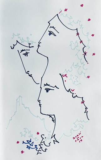Manfredo BORSI - Zeichnung Aquarell - Les trois visages 