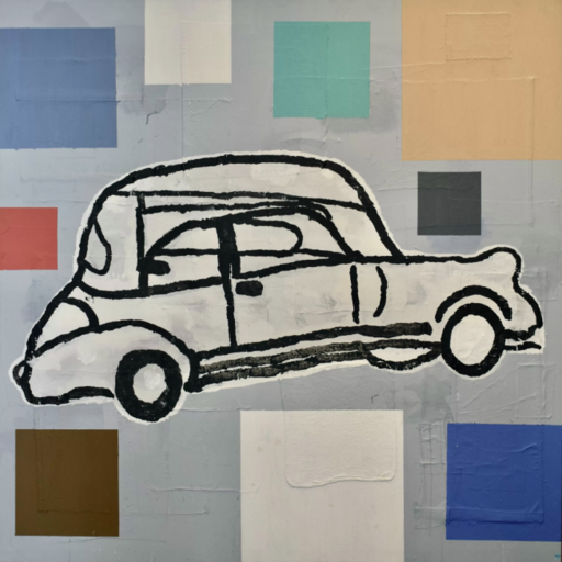 Donald BAECHLER - Painting - Abstract painting with car