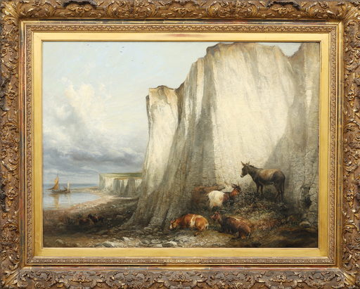 Thomas Sidney COOPER - Painting - Cattle Near The Cliffs Of Herne Bay Kent