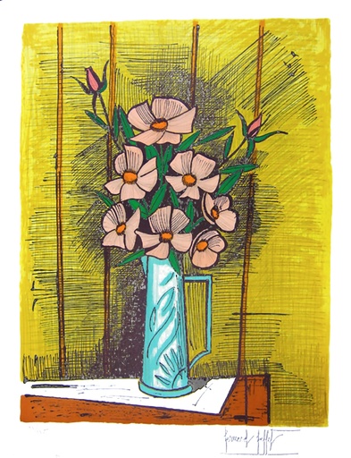 贝纳•毕费 - 版画 -  Camellias et Roses, 1982