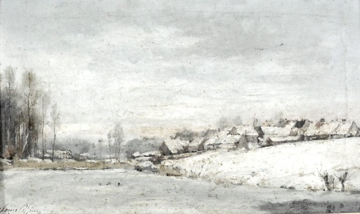 Joseph LÉPINE - Pintura - Le village sous la neige
