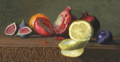 Simon L. KOZHIN - Peinture - Still life with lemon and pomegranate