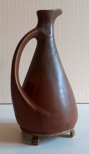 René  DENERT & René-Louis  BALICHON - Ceramic - Flacon en gres flamme monture bronze