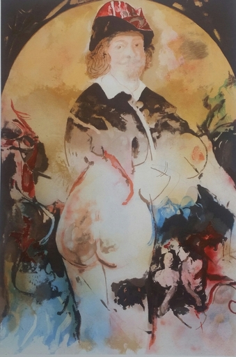 Enrico VISANI - Grabado - Hommage au peintre Jacob Jordaens - Portrait du peintre