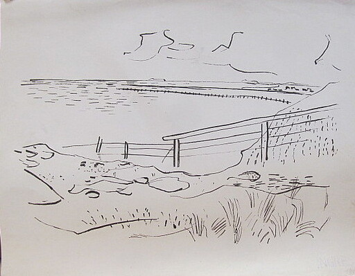 Erich HARTMANN - Dessin-Aquarelle - #19785: Landschaft am Meer ( Sylt?)