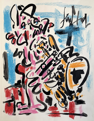 GEN PAUL - Zeichnung Aquarell - Le saxophoniste